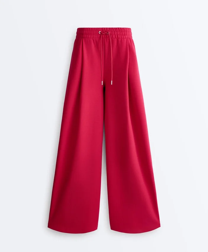 Weit geschnittene Piqué-Hose mit Bundfalten aus Baumwolle Weit geschnittene Piqué-Hose mit Bundfalten aus Baumwolle