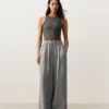 Weite, gestreifte Hose aus 100 % Leinen