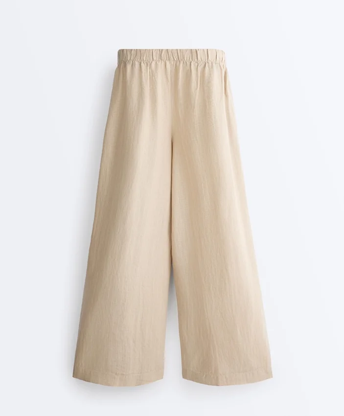 Weite, gestreifte Hose aus 100 % Leinen Weite, gestreifte Hose aus 100 % Leinen