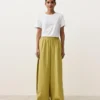 Weite Hose aus 100 % Leinen mit Seitenfalte Weite Hose aus 100 % Leinen mit Seitenfalte