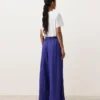 Weite Hose aus 100 % Leinen mit Seitenfalte Weite Hose aus 100 % Leinen mit Seitenfalte