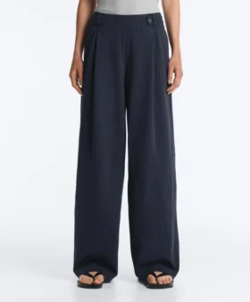 Weite Hose aus Baumwoll-Piqué mit Nadelstreifen