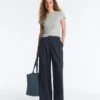 Weite Hose aus Baumwoll-Piqué mit Nadelstreifen Weite Hose aus Baumwoll-Piqué mit Nadelstreifen