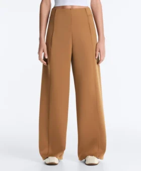 Weite Hose mit hoher Taille im Neopren-Look