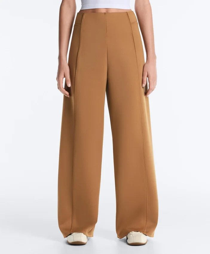 Weite Hose mit hoher Taille im Neopren-Look Weite Hose mit hoher Taille im Neopren-Look