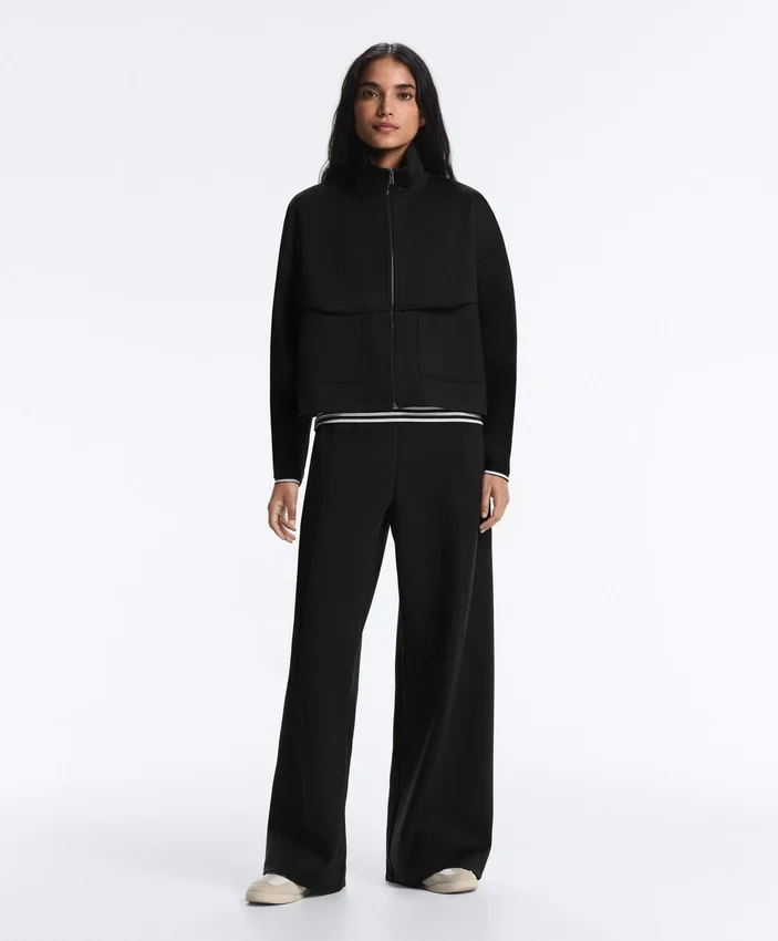 Weite Hose mit hoher Taille im Neopren-Look Weite Hose mit hoher Taille im Neopren-Look