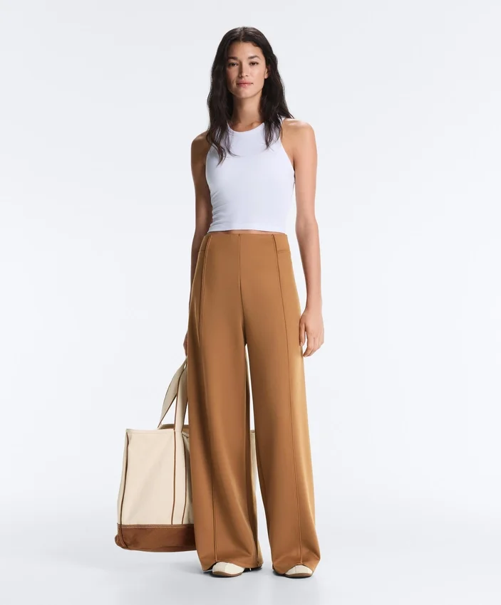 Weite Hose mit hoher Taille im Neopren-Look Weite Hose mit hoher Taille im Neopren-Look