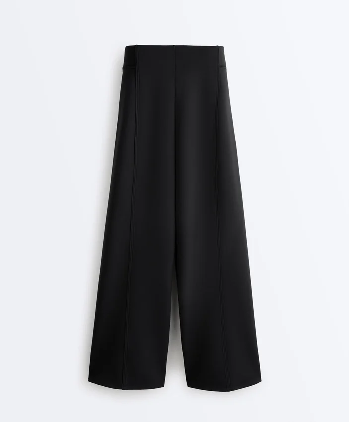 Weite Hose mit hoher Taille im Neopren-Look Weite Hose mit hoher Taille im Neopren-Look