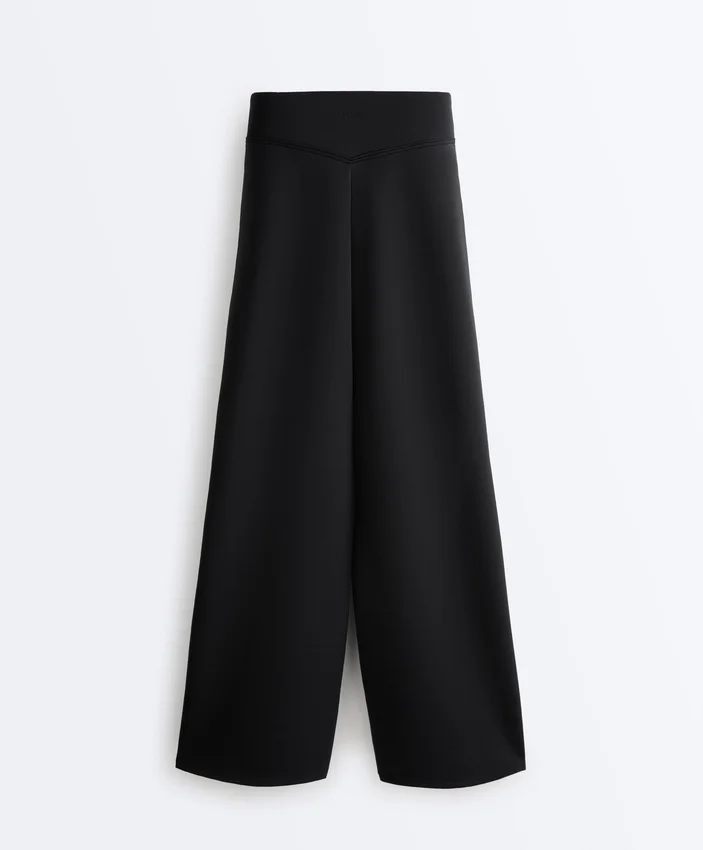 Weite Hose mit hoher Taille im Neopren-Look Weite Hose mit hoher Taille im Neopren-Look