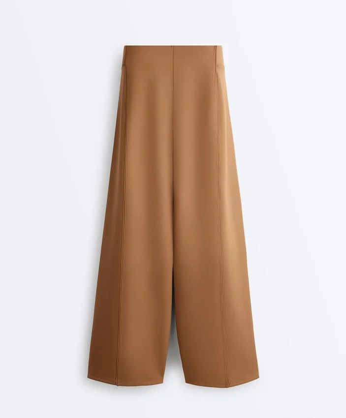 Weite Hose mit hoher Taille im Neopren-Look Weite Hose mit hoher Taille im Neopren-Look