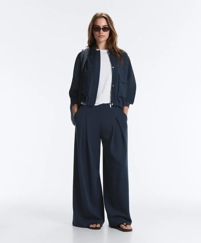 Weite Piqué-Hose aus Baumwolle Weite Piqué-Hose aus Baumwolle