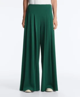Weite Piqué-Hose aus Baumwolle mit Falten Weite Piqué-Hose aus Baumwolle mit Falten