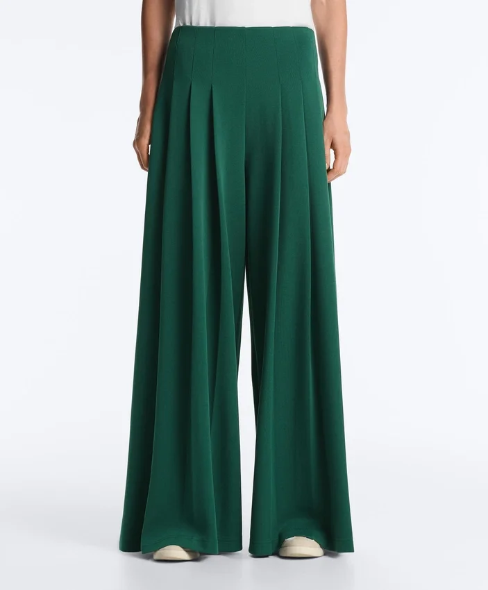 Weite Piqué-Hose aus Baumwolle mit Falten Weite Piqué-Hose aus Baumwolle mit Falten