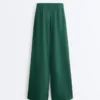 Weite Piqué-Hose aus Baumwolle mit Falten Weite Piqué-Hose aus Baumwolle mit Falten