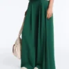 Weite Piqué-Hose aus Baumwolle mit Falten Weite Piqué-Hose aus Baumwolle mit Falten