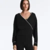 Wickel-Sweatshirt mit Kontrastpaspel und Modal