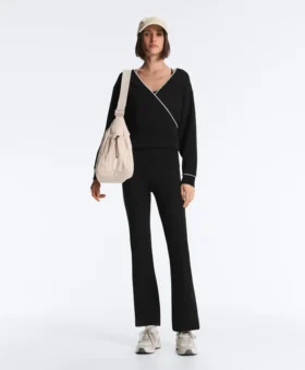 Wickel-Sweatshirt mit Kontrastpaspel und Modal