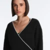 Wickel-Sweatshirt mit Kontrastpaspel und Modal