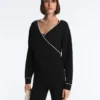 Wickel-Sweatshirt mit Kontrastpaspel und Modal