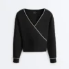 Wickel-Sweatshirt mit Kontrastpaspel und Modal